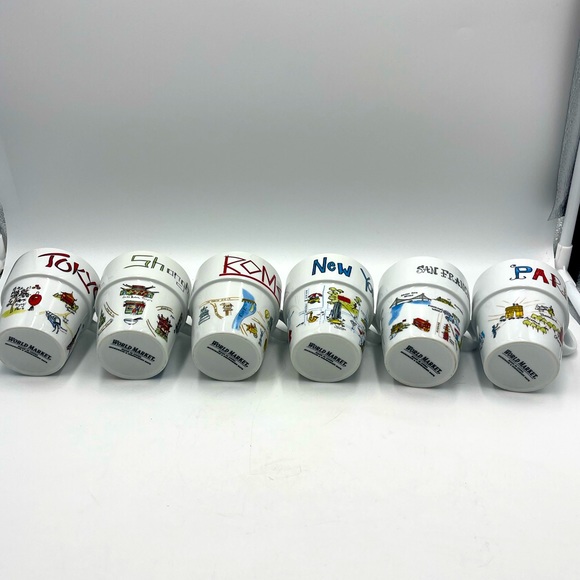 7pc World Market Stackable Mugs New York Rome Tokyo Paris Shanghai San Francisco - Picture 9 of 16